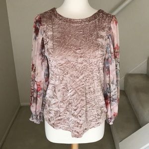 Anthropologie meadow rue pink top w flowers. XS